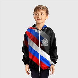 Ветровка с капюшоном детская Пограничные войска - флаг РФ, цвет: 3D-белый — фото 2