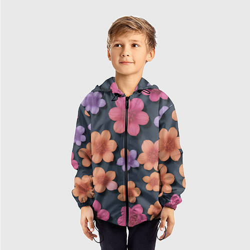 Детская ветровка Разноцветные ромашки / 3D-Черный – фото 3