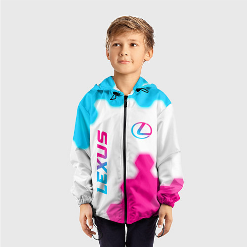 Детская ветровка Lexus neon gradient style: надпись, символ / 3D-Черный – фото 3