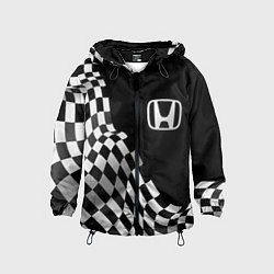 Ветровка с капюшоном детская Honda racing flag, цвет: 3D-черный