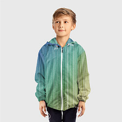 Ветровка с капюшоном детская Градиент полосы зеленый, цвет: 3D-белый — фото 2