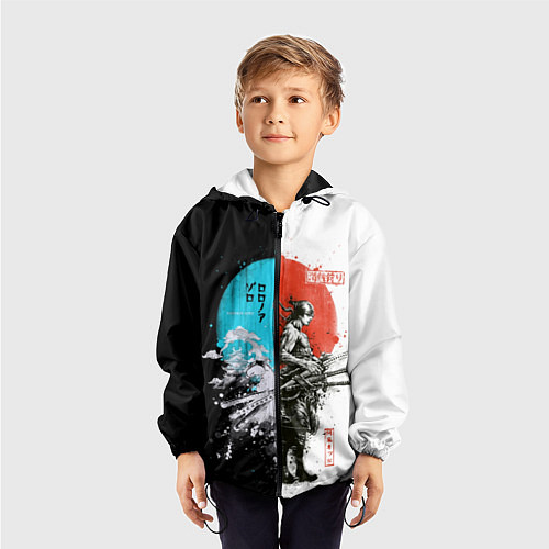 Детская ветровка Зоро в инверсии - One Piece / 3D-Черный – фото 3