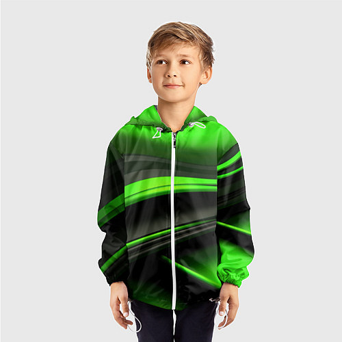 Детская ветровка Black green textureпоп / 3D-Белый – фото 3