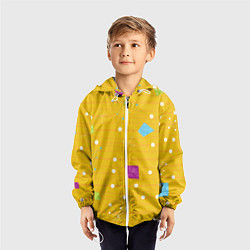 Ветровка с капюшоном детская Yellow abstraction, цвет: 3D-белый — фото 2