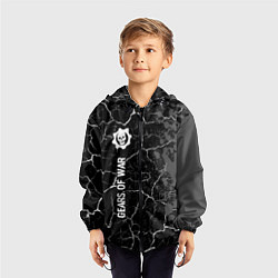 Ветровка с капюшоном детская Gears of War glitch на темном фоне: по-вертикали, цвет: 3D-черный — фото 2
