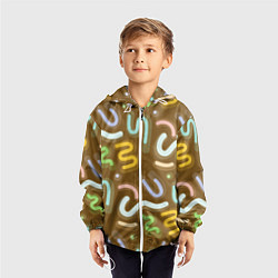 Ветровка с капюшоном детская Brown abstraction, цвет: 3D-белый — фото 2