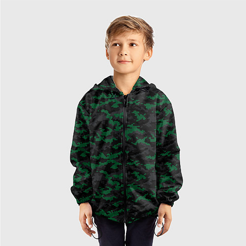 Детская ветровка Точечный камуфляжный узор Spot camouflage pattern / 3D-Черный – фото 3