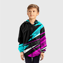 Ветровка с капюшоном детская Спорт униформа - неон, цвет: 3D-черный — фото 2