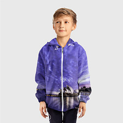 Ветровка с капюшоном детская Сидней в фиолетовом в закате, цвет: 3D-белый — фото 2