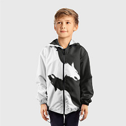 Ветровка с капюшоном детская Волк инь ян, цвет: 3D-черный — фото 2
