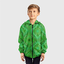 Ветровка с капюшоном детская Зеленый орнамент, цвет: 3D-черный — фото 2