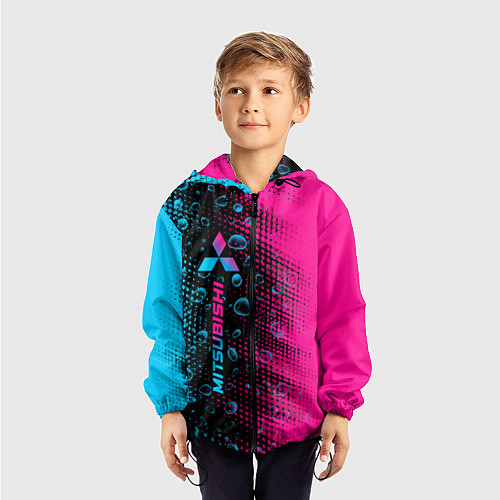 Детская ветровка Mitsubishi - neon gradient: по-вертикали / 3D-Черный – фото 3