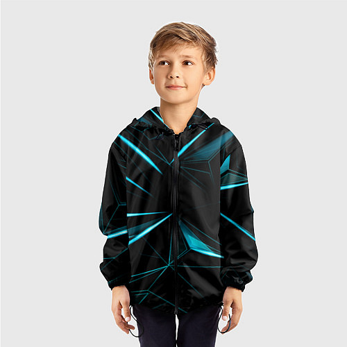 Детская ветровка Light blue hexagon / 3D-Черный – фото 3