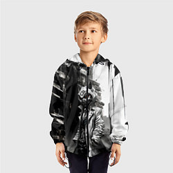 Ветровка с капюшоном детская Кибернетический кицунэ, цвет: 3D-черный — фото 2