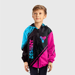 Ветровка с капюшоном детская Destiny - neon gradient: надпись, символ, цвет: 3D-черный — фото 2