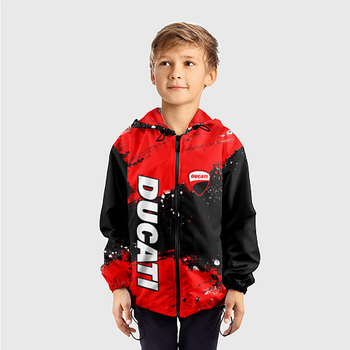 Детская ветровка Ducati - красная униформа с красками / 3D-Черный – фото 3