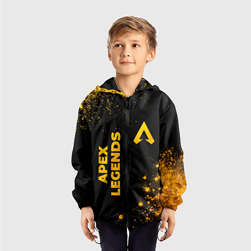 Детская ветровка Apex Legends - gold gradient: надпись, символ / 3D-Черный – фото 3
