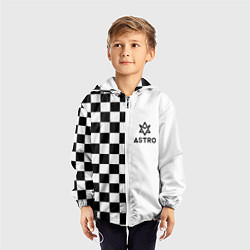 Ветровка с капюшоном детская Астро шахматка, цвет: 3D-белый — фото 2