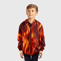 Ветровка с капюшоном детская Пламя огня, цвет: 3D-черный — фото 2