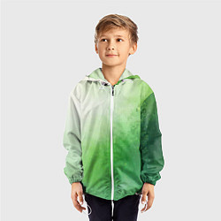 Ветровка с капюшоном детская Зелёные пиксели, цвет: 3D-белый — фото 2