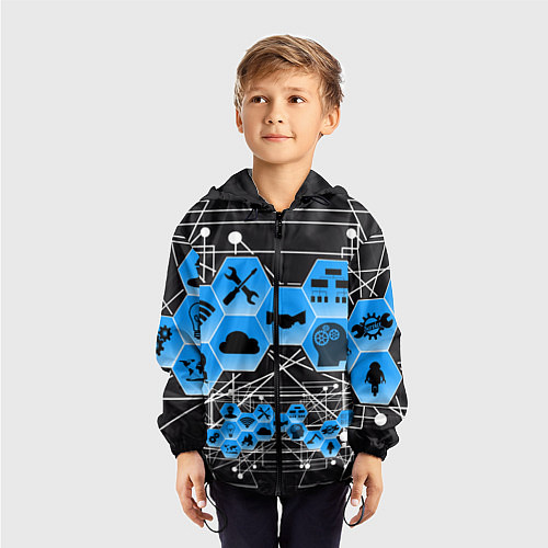 Детская ветровка Виртуальный мир / 3D-Черный – фото 3