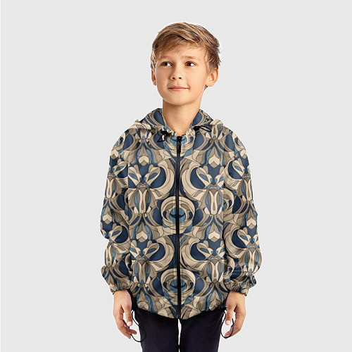 Детская ветровка Коричневый узор паттерн / 3D-Черный – фото 3