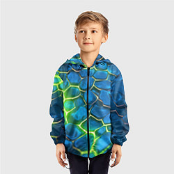 Ветровка с капюшоном детская Green blue neon, цвет: 3D-черный — фото 2