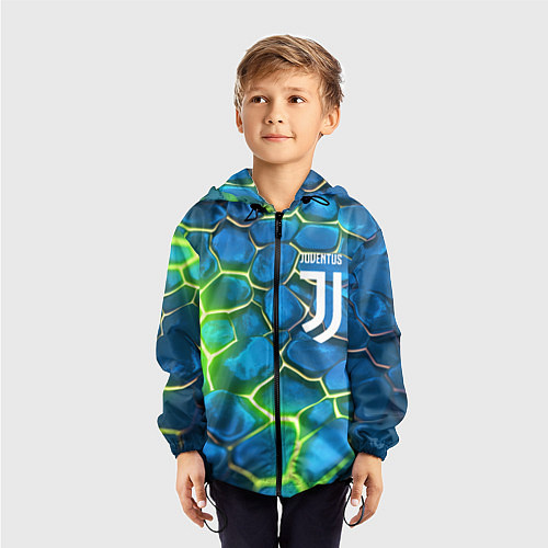 Детская ветровка Juventus blue green neon / 3D-Черный – фото 3