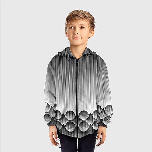 Детская ветровка Круглая полосатая геометрия / 3D-Черный – фото 3