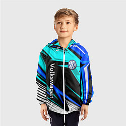 Ветровка с капюшоном детская Фольцваген - sport uniform, цвет: 3D-белый — фото 2