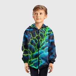 Ветровка с капюшоном детская Зеленые текстурные плиты, цвет: 3D-черный — фото 2