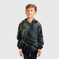 Ветровка с капюшоном детская Рельефная текстура, цвет: 3D-черный — фото 2