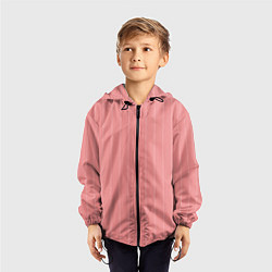 Ветровка с капюшоном детская Благородный розовый полосатый, цвет: 3D-черный — фото 2