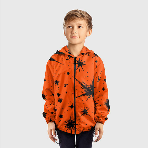 Детская ветровка Огненный оранжевый абстракция / 3D-Черный – фото 3