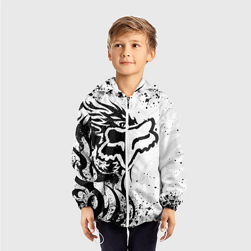 Детская ветровка Fox motocross - белый дракон / 3D-Белый – фото 3
