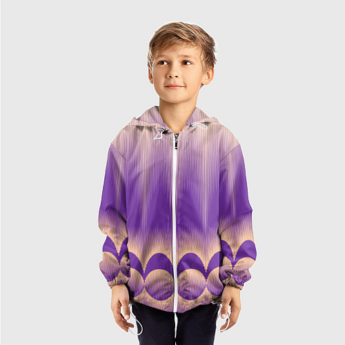 Детская ветровка Фиолетовый градиент в полоску / 3D-Белый – фото 3