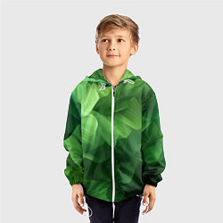 Ветровка с капюшоном детская Green lighting background, цвет: 3D-белый — фото 2