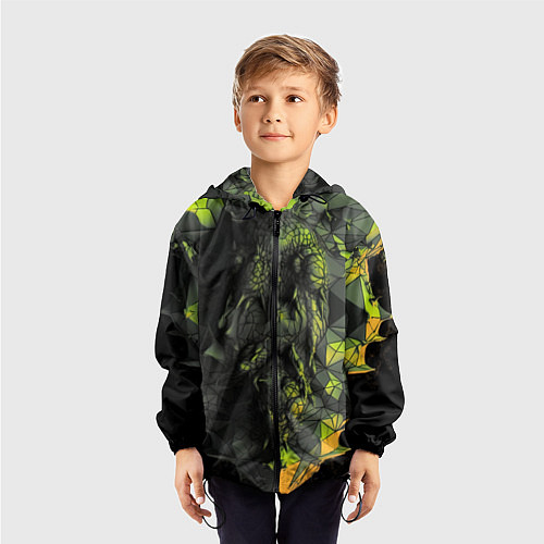 Детская ветровка Зеленая абстрактная текстура / 3D-Черный – фото 3