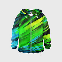 Ветровка с капюшоном детская Green abstract, цвет: 3D-белый