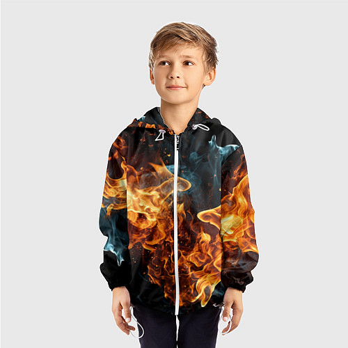 Детская ветровка Пламя огня фон / 3D-Белый – фото 3