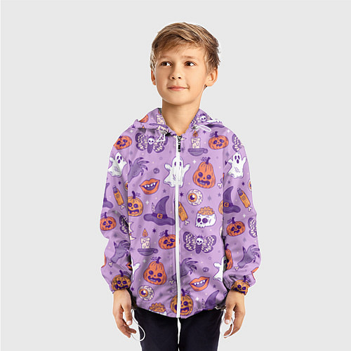 Детская ветровка Halloween pattern арт / 3D-Белый – фото 3