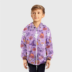 Ветровка с капюшоном детская Halloween pattern арт, цвет: 3D-белый — фото 2
