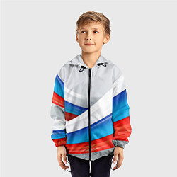 Ветровка с капюшоном детская Российские флаги, цвет: 3D-черный — фото 2