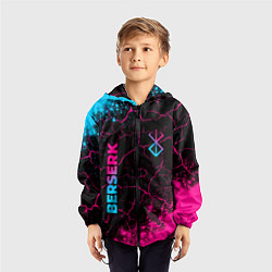 Ветровка с капюшоном детская Berserk - neon gradient: надпись, символ, цвет: 3D-черный — фото 2
