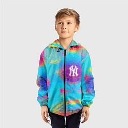 Ветровка с капюшоном детская New York Yankees - baseball team - logo, цвет: 3D-черный — фото 2
