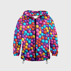 Ветровка с капюшоном детская Паттерн разноцветные шарики - нейросеть, цвет: 3D-черный
