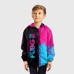 Ветровка с капюшоном детская PUBG - neon gradient: по-вертикали, цвет: 3D-черный — фото 2