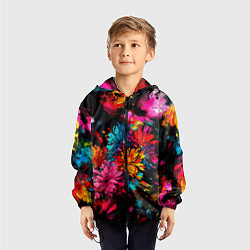 Ветровка с капюшоном детская Краски и цветы, цвет: 3D-черный — фото 2