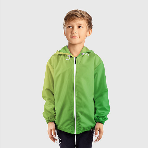 Детская ветровка Градиент - зеленый лайм / 3D-Белый – фото 3