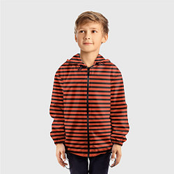 Ветровка с капюшоном детская Полосатый красно-оранжевый и чёрный, цвет: 3D-черный — фото 2